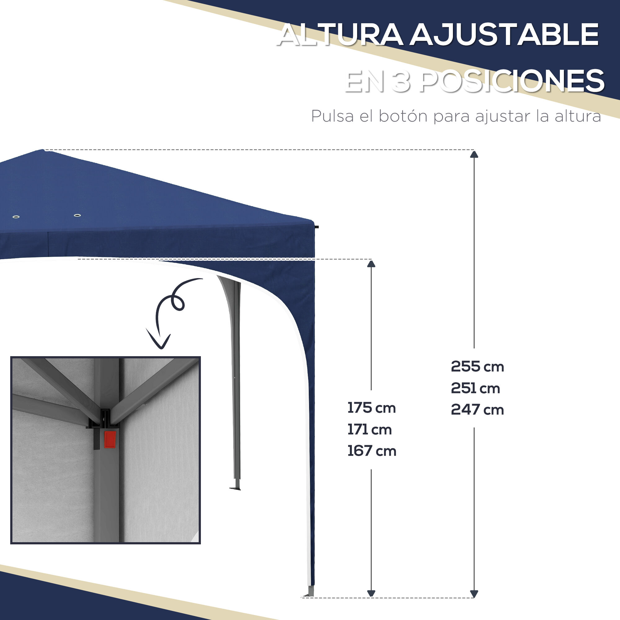 Outsunny Carpa Plegable Azul, , large Imagen numero 5