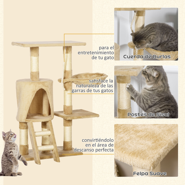 Pawhut árbol rascador con nido marrón para gatos thumbnail