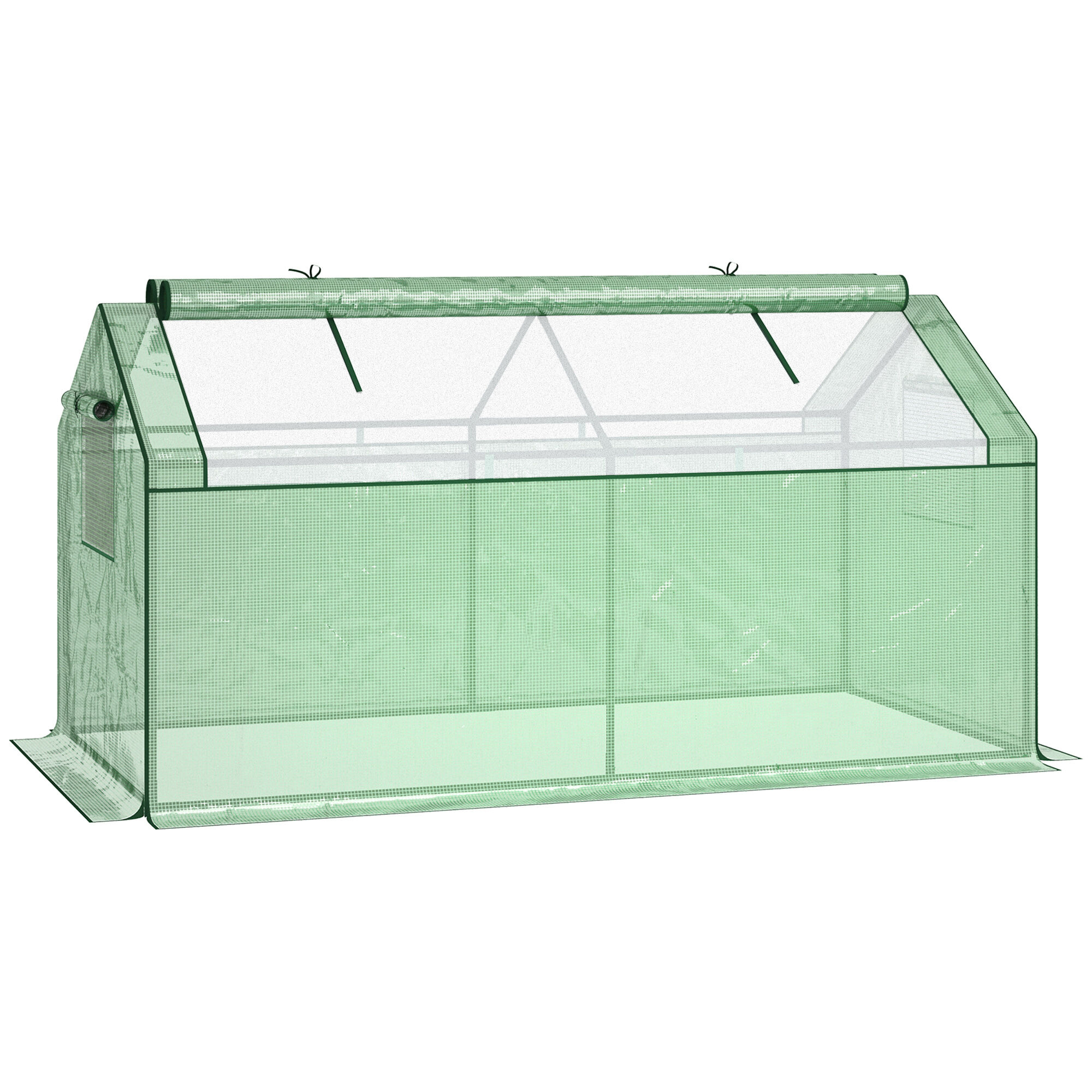 Outsunny Invernadero de Terraza 180x92x92 cm Caseta de Jard&iacute;n con 2 Ventanas Enrollables de Doble Capa y Marco de Metal Vivero Casero para Cultivo Plantas Flores Verde, , large Imagen numero 1