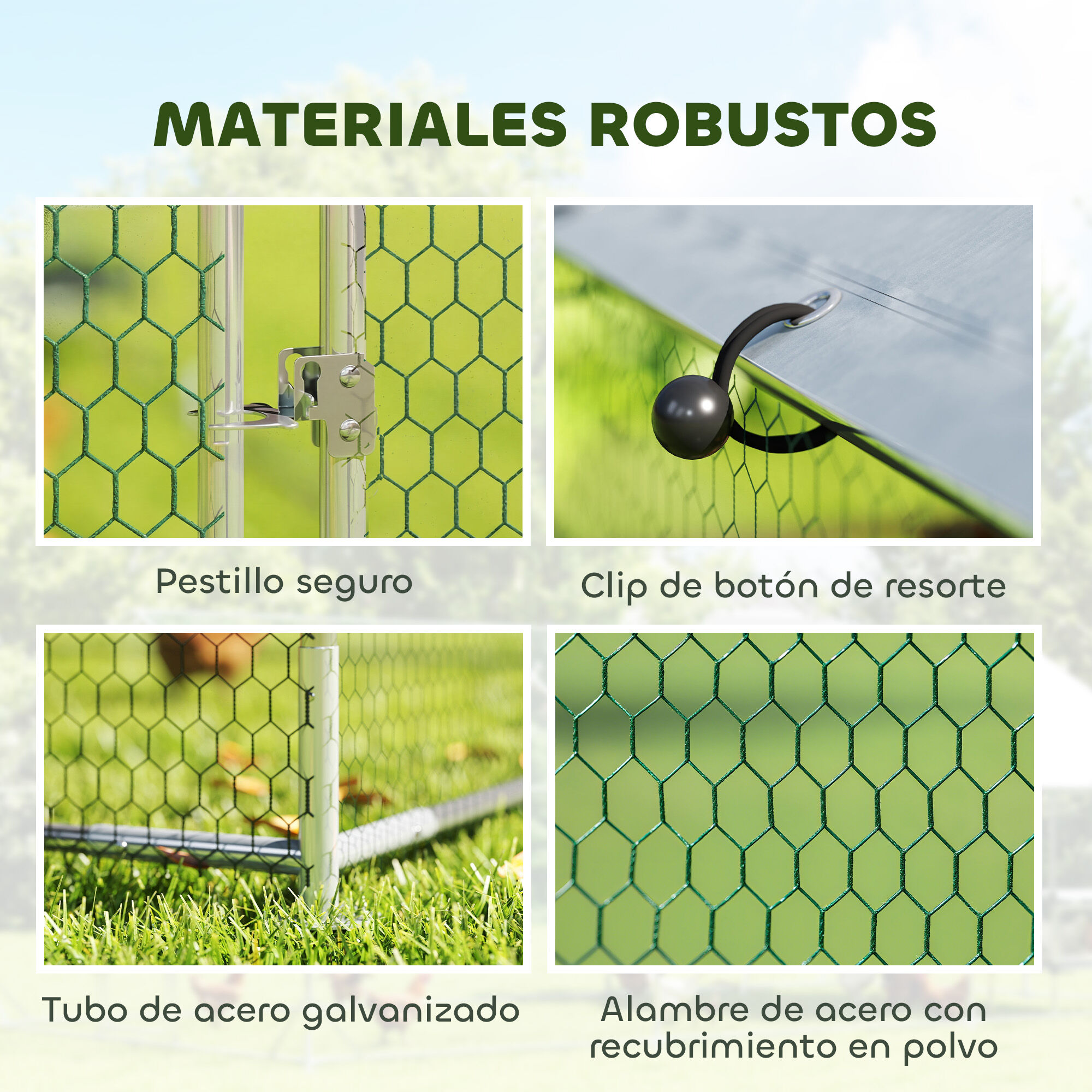 PawHut Gallinero para Exterior Grande, 2,8x5,1x1,9 m, 14,2 m&sup2;, Gallinero de Acero Galvanizado con Cubierta de Tela Oxford, Anti-UV e Impermeable, Puerta y Pestillos, Jaula para 15-24 Gallinas, Plata, , large Imagen numero 10