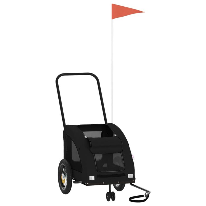 vidaXL Remolque Bicicleta negro para perros y gatos thumbnail