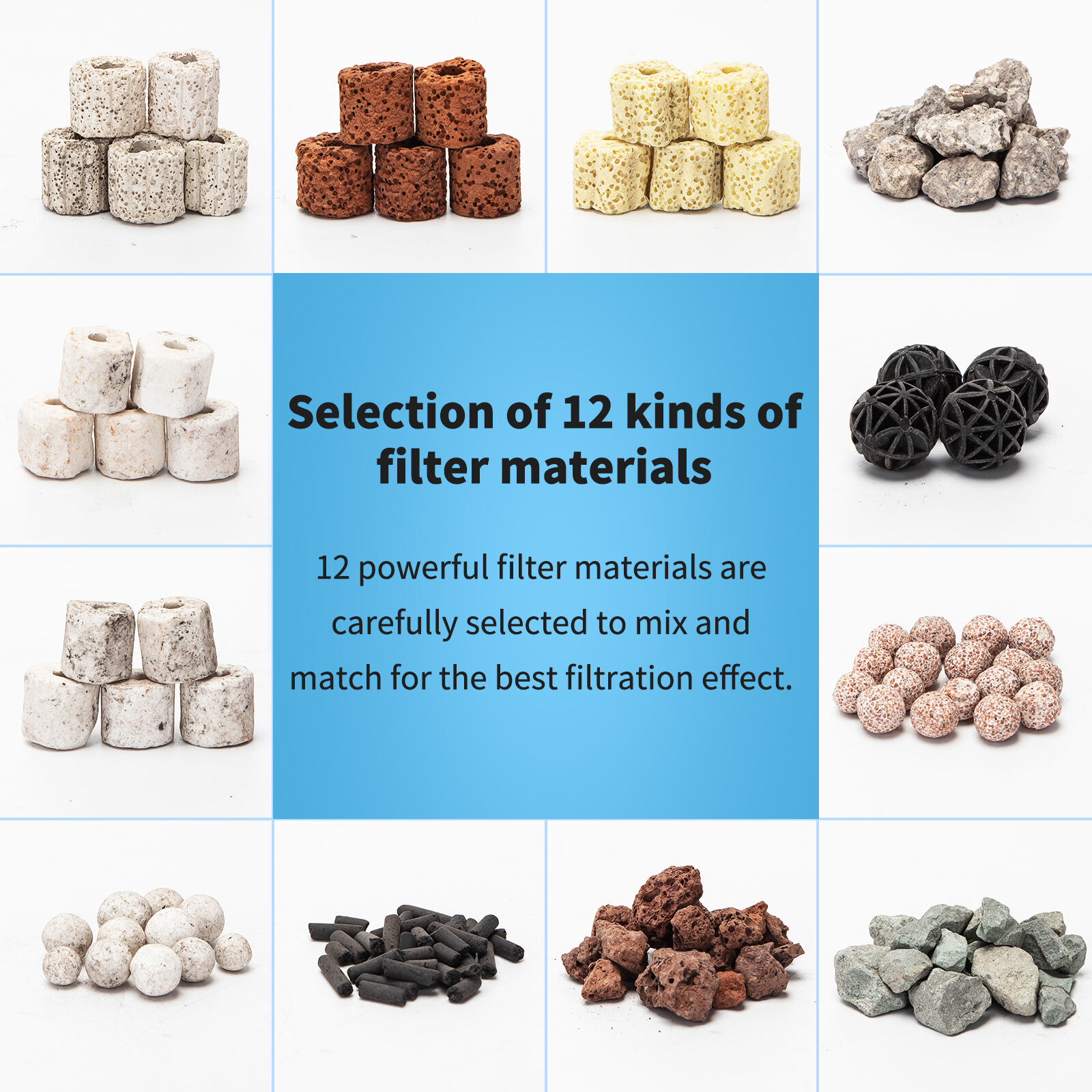 Nobleza - 12 en 1 Medios de Filtro de Acuario, Anillos de Cer&aacute;mica, Filtro Biol&oacute;gico para Acuarios y Peceras (500g), , large Imagen numero 2