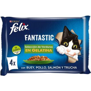 Felix Fantastic Selección de Verduras sobres en gelatina para gatos