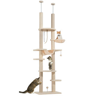 PawHut Árbol rascador Beige y Gris para Gatos 