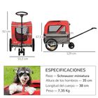 PawHut carrito remolque de bicicleta rojo para perros, , large image number null