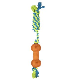 Flamingo Juguete Dental Dumbbell con Cuerda Naranja para perro