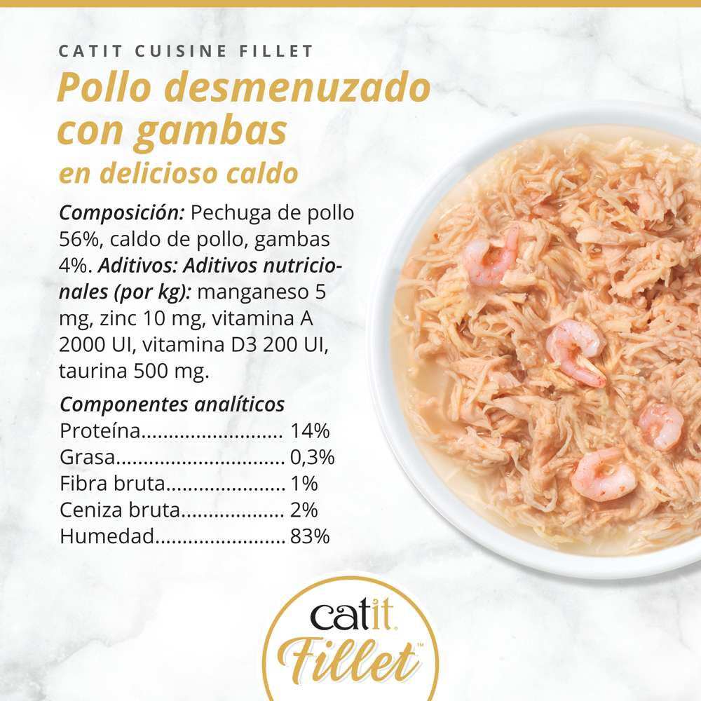 Catit Cuisine Fillet Pollo con Gambas en Caldo, 75g, , large Imagen numero 3