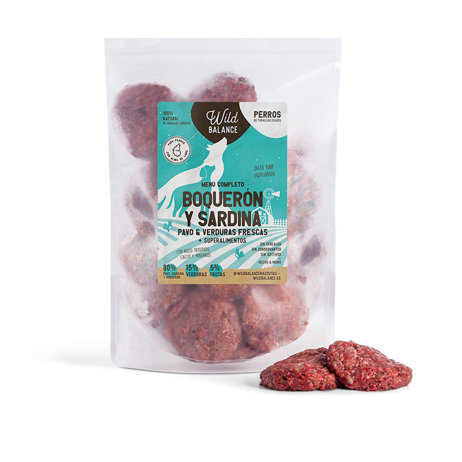 Wild Balance men&uacute;s completos BARF sabor boquer&oacute;n, sardina y pavo para perros, , large Imagen numero 1