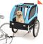 COSTWAY Remolque de Bicicleta para Mascotas, Remolque Bicicleta Perros Pequeños y Medianos con Ruedas, Transportador de 2 Puertas con Techo Solar, Capacidad 40 kg, 60,5 x 135 x 95 cm (Azul), , large indicador imagen numero 1