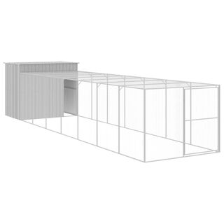 vidaXL Caseta perros corral acero galvanizado gris claro para perros