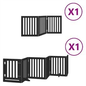 vidaXL Puerta para perros plegable 9 paneles madera álamo negra 450 cm