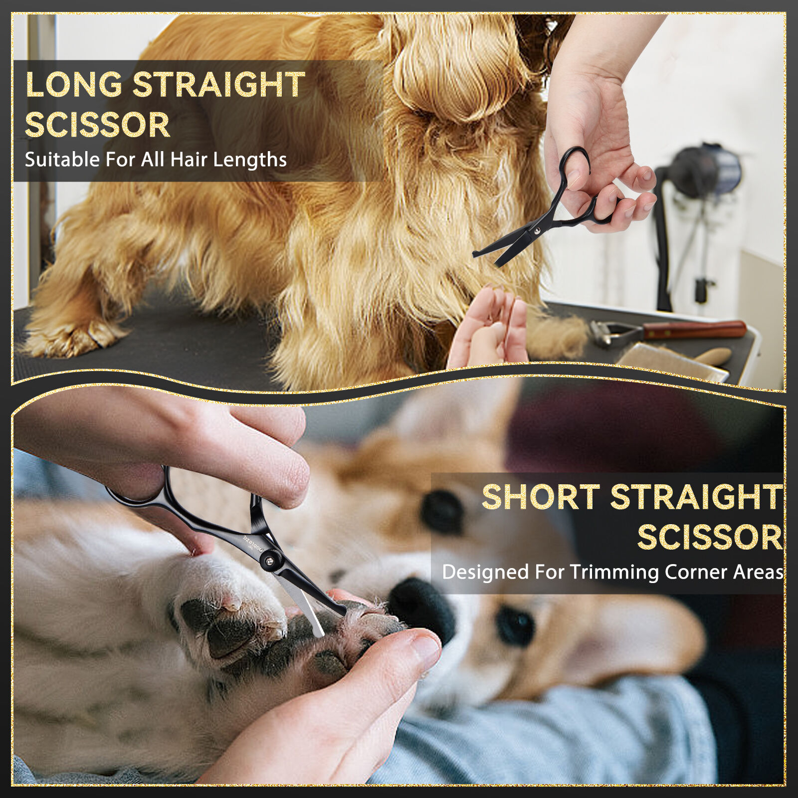 Nobleza Tijeras para Perros, Tijeras Peluqueria Canina Profesionales para Mascotas 6 en 1, Tijeras Cortar Pelo de Punta Redonda y Curvas para Perro y Gato, Tijeras Peque&ntilde;as, Peine de Acero, , large Imagen numero 4