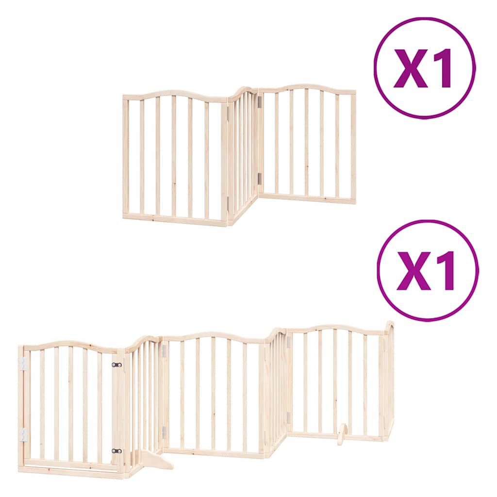 vidaXL Puerta para perros plegable 9 paneles madera de &aacute;lamo 450 cm, , large Imagen numero 1