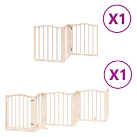 vidaXL Puerta para perros plegable 9 paneles madera de &aacute;lamo 450 cm