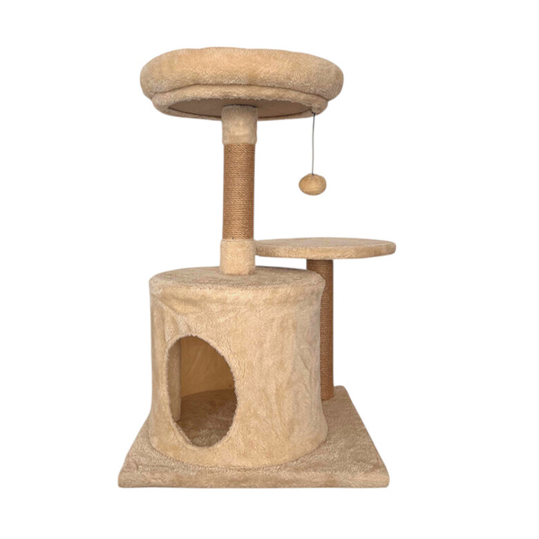 Althea Living - Cama Árbol para Gatos Nácar, madera maciza y yute