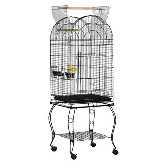 PawHut Jaula grande con Soporte y Ruedas con Bandeja Extraíble para Loros Guacamayos