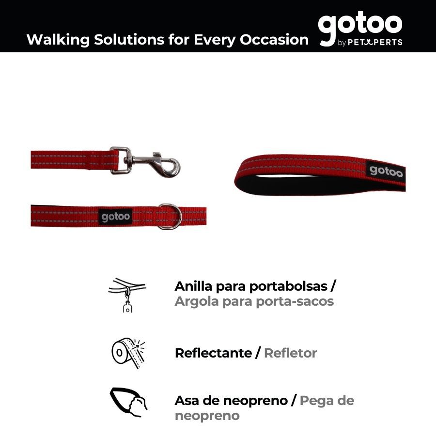 Gotoo Correa de nylon roja reflectante para perros thumbnail