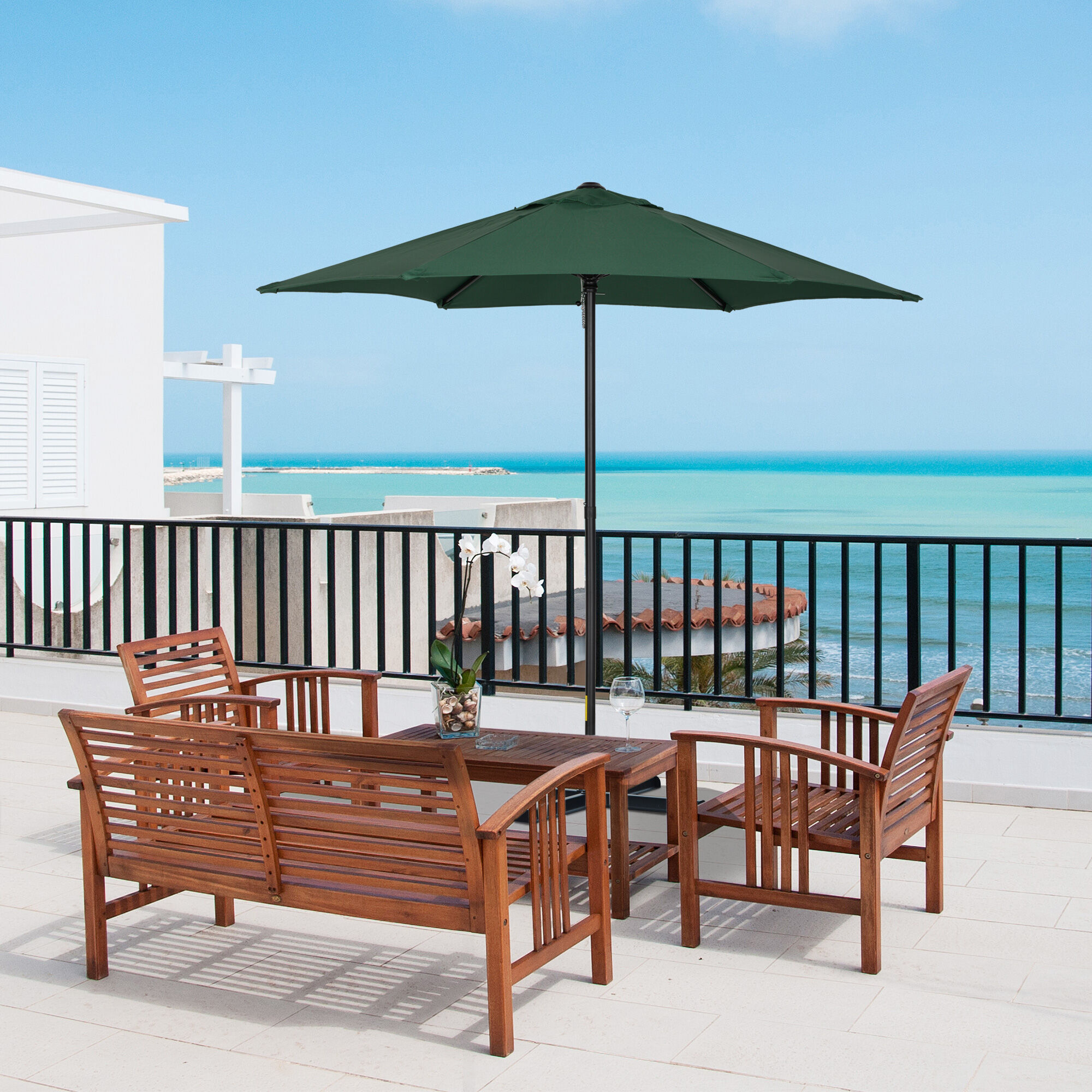 Outsunny Sombrilla de Jard&iacute;n Verde, , large Imagen numero 2