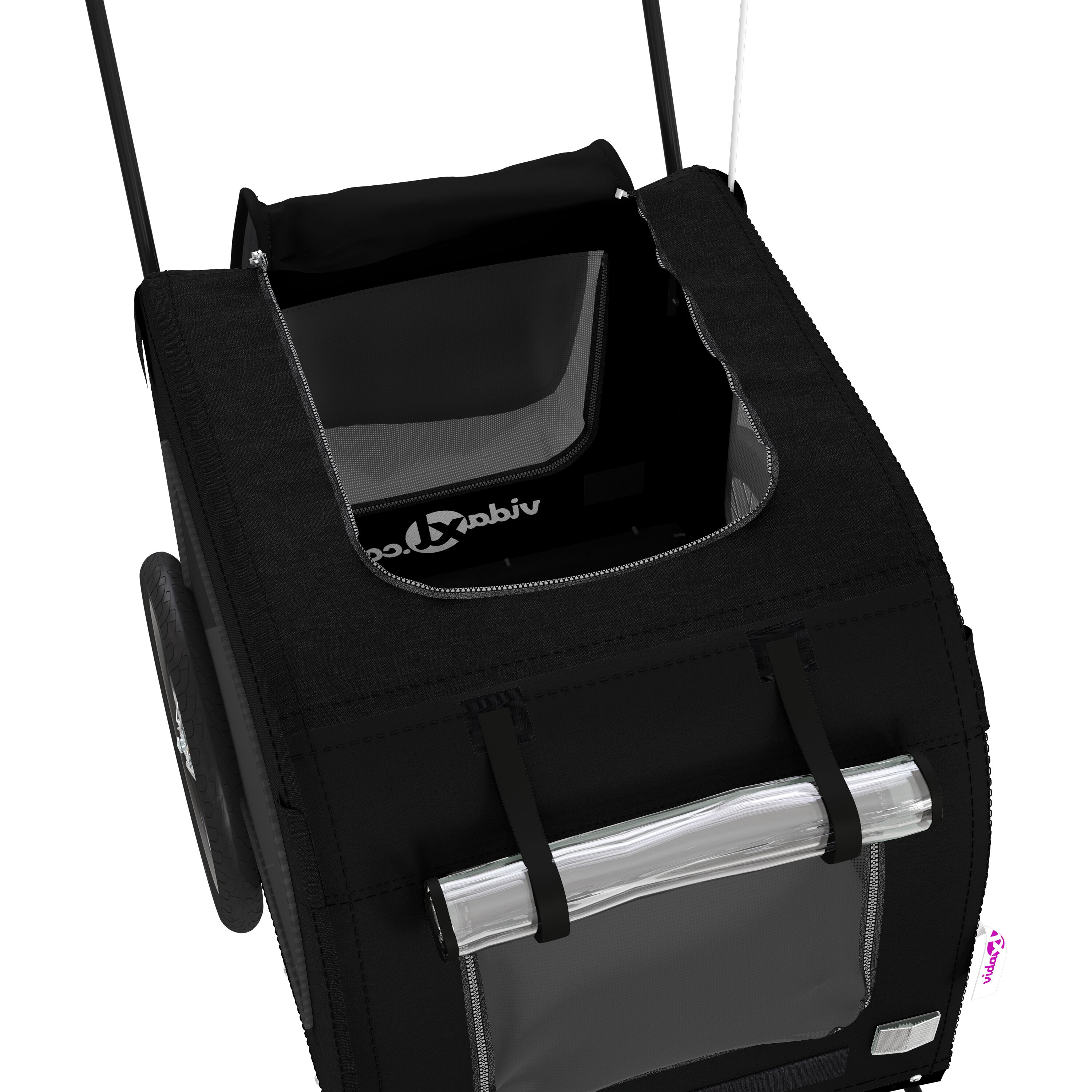 vidaXL Remolque de bicicleta para mascotas Negro 124.5 x 63.5 x 53 cm, , large Imagen numero 5