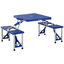 Outsunny Mesa Maleta de Camping azul Plegable y Portátil con 4 Asientos y Agujero para Sombrilla, , large indicador imagen numero 1