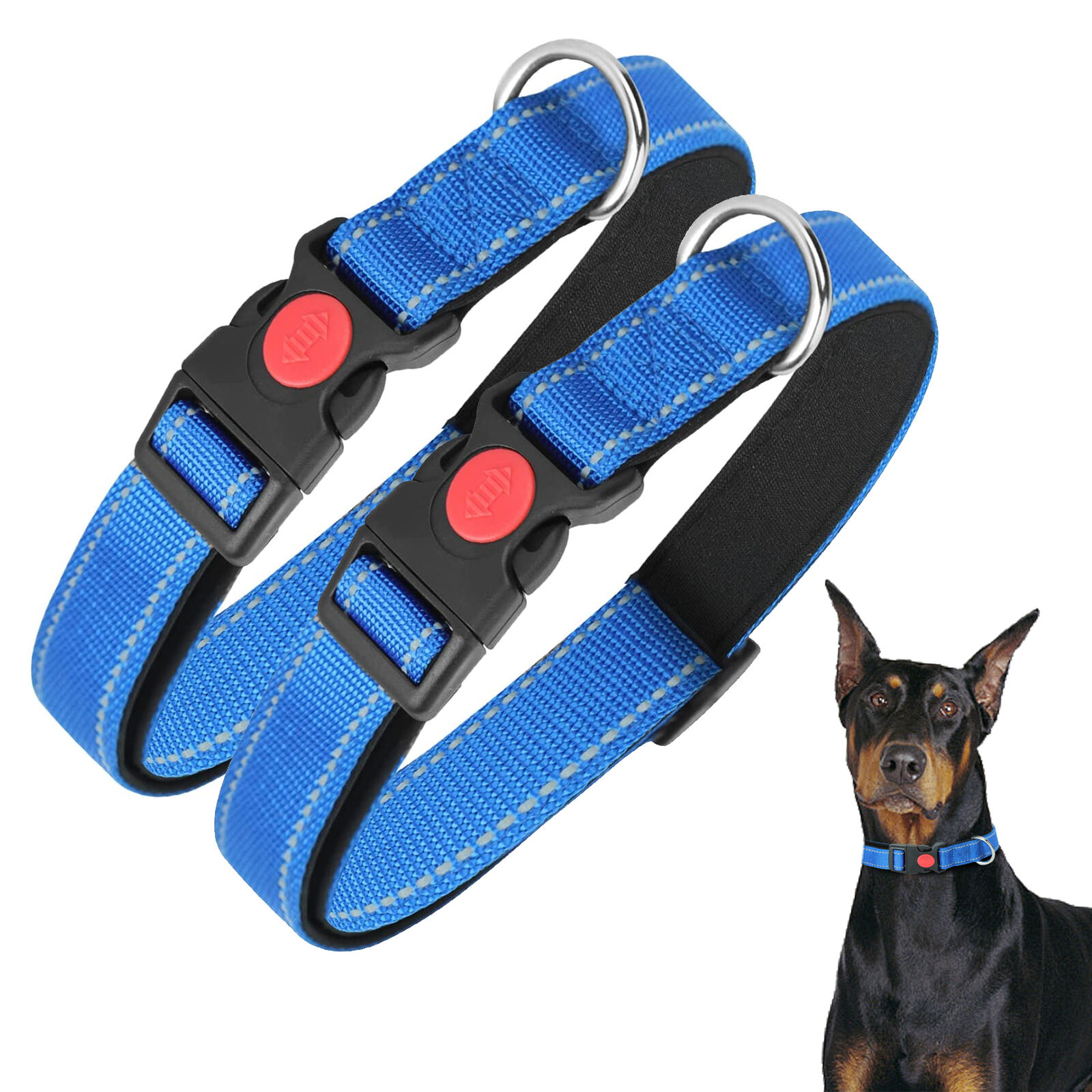 Nobleza - 2&times; Collar Perro, Collar Nylon Reflectante Suave Acolchado para Perros, Ajustable Collar Perro Peque&ntilde;o con Cerradura de Seguridad, Collares de Entrenamiento para Perros (S, Azul), , large Imagen numero 6