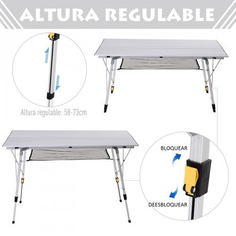 Mesa plegable de Aluminio Outsunny color Gris, , large image number null