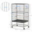 PawHut Jaula para Pájaros con Ruedas Pajarera Metálica con Bandeja Extraíble 4 Puertas 4 Comederos 4 Perchas y Estante de Almacenaje Jaula para Canarios Periquitos 78x52x132 cm Gris Oscuro, , large indicador imagen numero 3