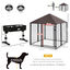 PawHut Conjunto para Mascotas Juego de Perrera de Exterior con Techo y Comedero Elevado para Perros de 4 Alturas Ajustables para Terraza Balcón 141x141x153 cm 43x25x30 cm Negro, , large indicador imagen numero 3