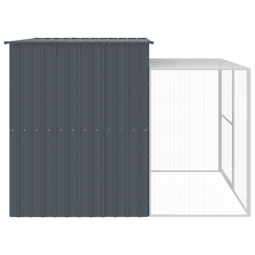 vidaXL Caseta perros con corral acero galvanizado gris 214x1069x181 cm, , large Imagen numero 21