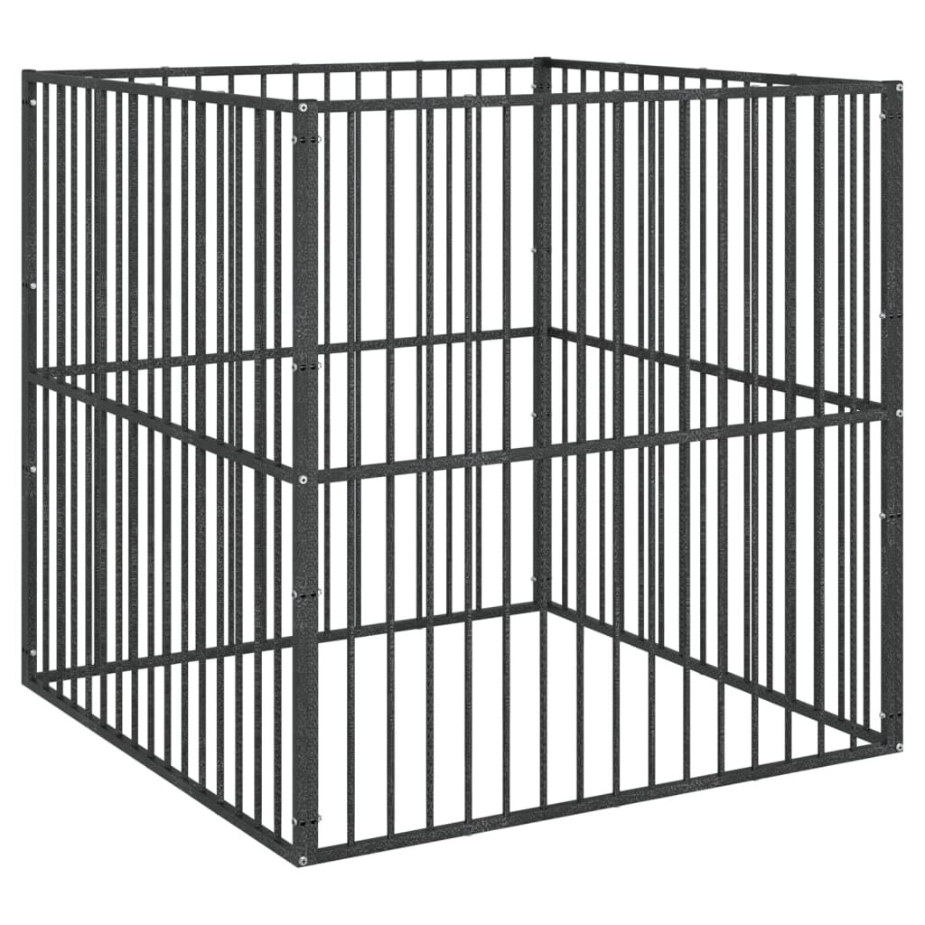 vidaXL Corralito acero galvanizado negro para Perros thumbnail