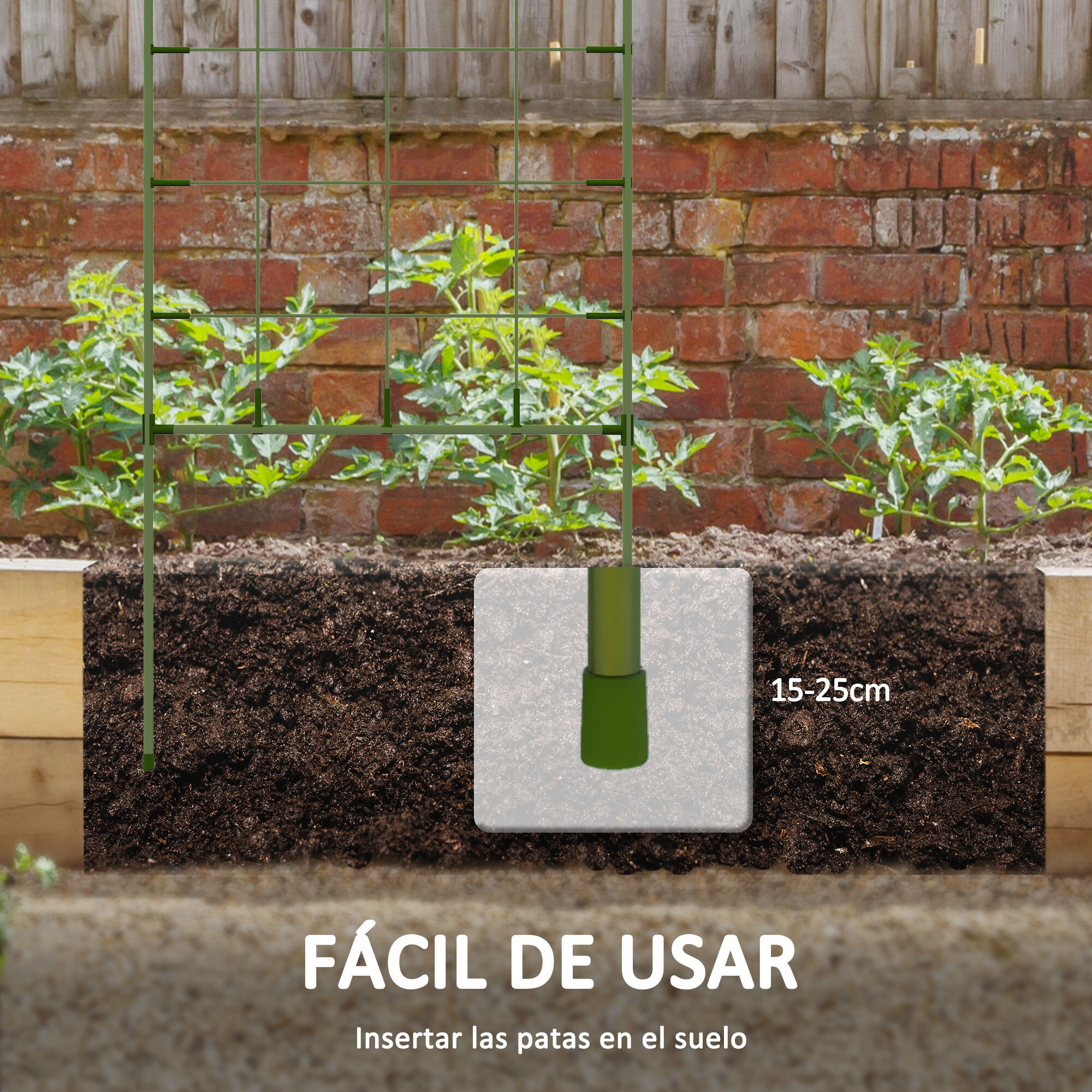 Outsunny Juego de 4 Enrejados de Jard&iacute;n Soportes para Plantas Trepadoras con Marco de Acero para Frutas Verduras Flores 40x90 cm Verde, , large Imagen numero 5