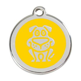 Red Dingo Placa identificativa Acero Inoxidable Esmalte Perro Amarillo para perros