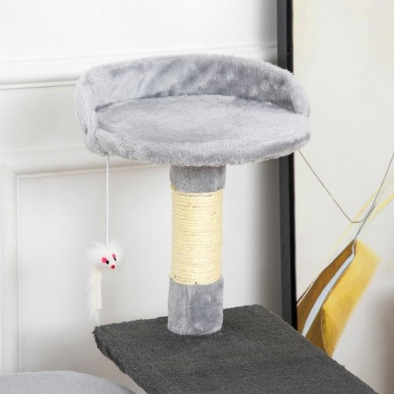 Árbol rascador PawHut para gatos con plataformas casetas ratón color Beige/Gris, , large image number null