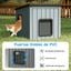 COSTWAY Casa para Gatos Exterior, Resistente a la Intemperie, 62,5x54x56,5 cm, Caseta Gato Exterior con 2 PVC Puertas de Rejilla y Techo Inclinado, Refugio para Mascotas, Cachorros, Conejos, Gris, , large indicador imagen numero 4