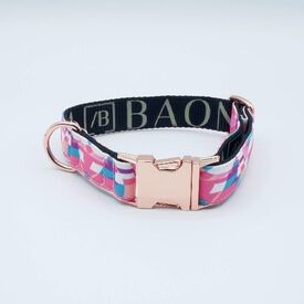 Baona collar qawra rosa para perros