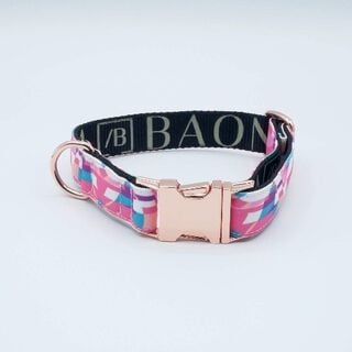 Baona collar qawra rosa para perros