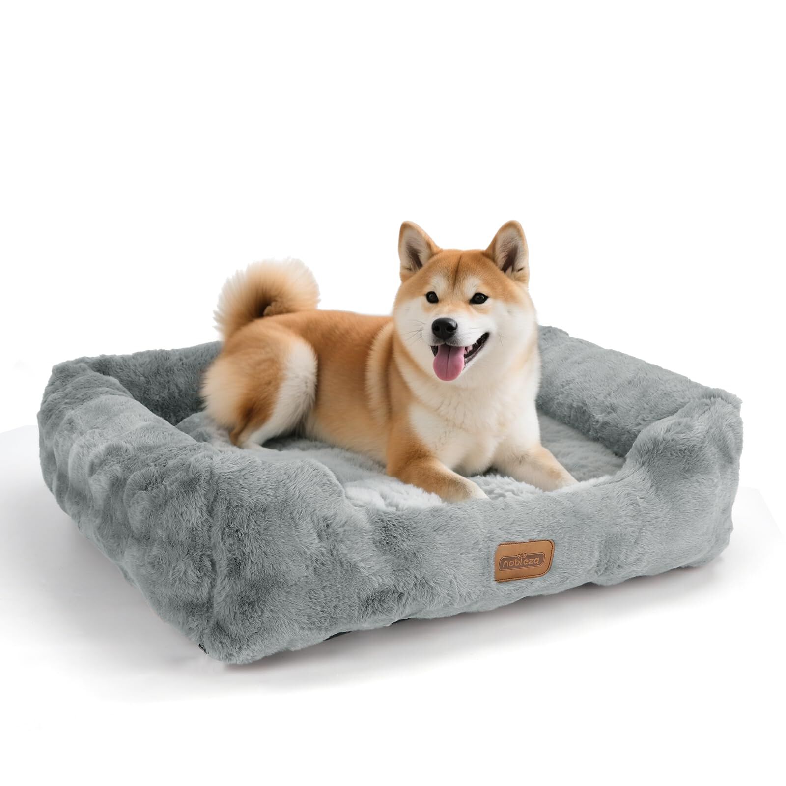 Nobleza Cama Perros Peque&ntilde;os, Cama Gatos Peludo y Mullido, Felpa de Burbujas Ultra Suave, Acolchado Reforzado, Funda Desenfundable F&aacute;cil Limpieza, Base Antideslizante, 85x75x20cm, Gris, , large Imagen numero 7