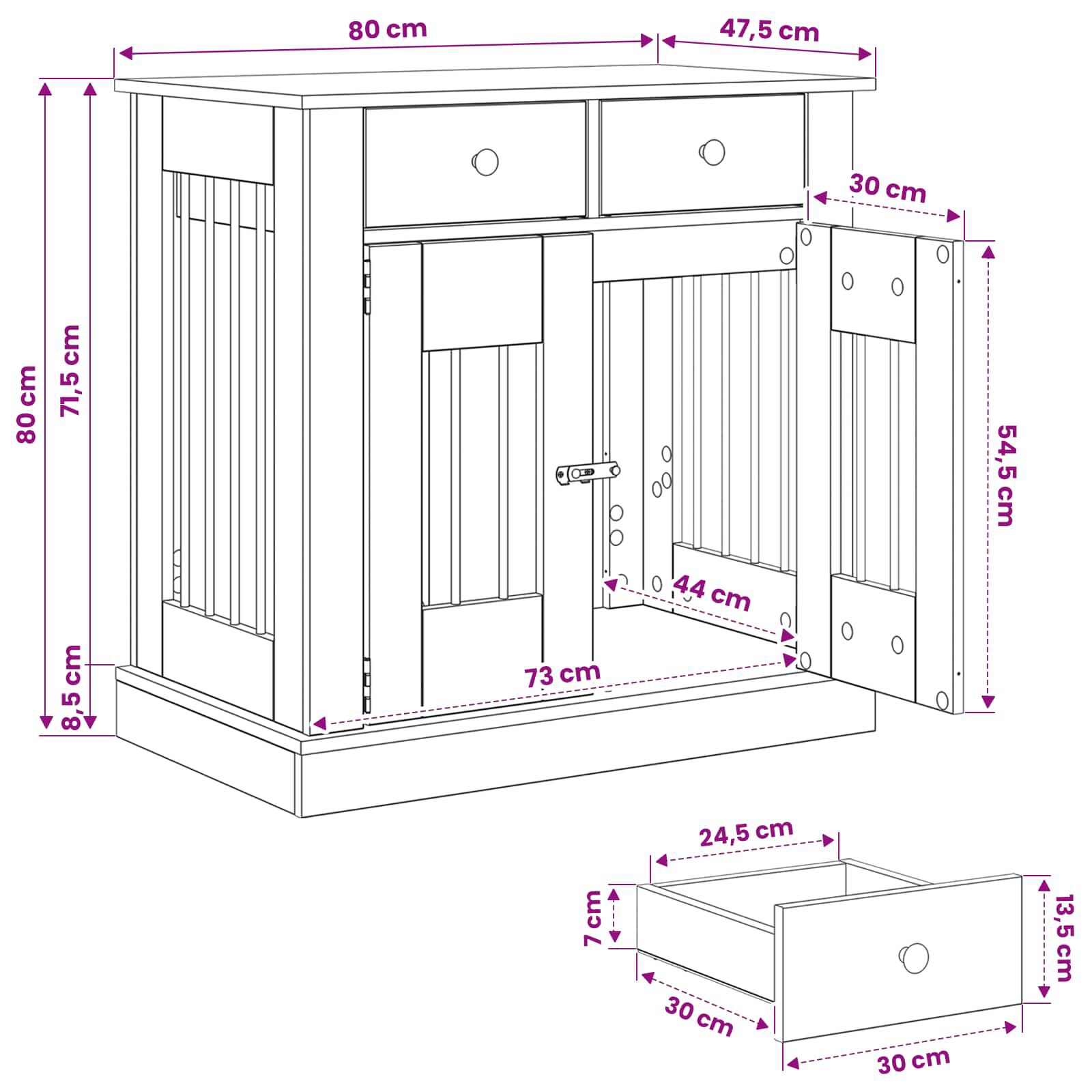 vidaXL Mueble para jaula de perro con cerradura Madera de ingenier&iacute;a Perro Pen, , large Imagen numero 4