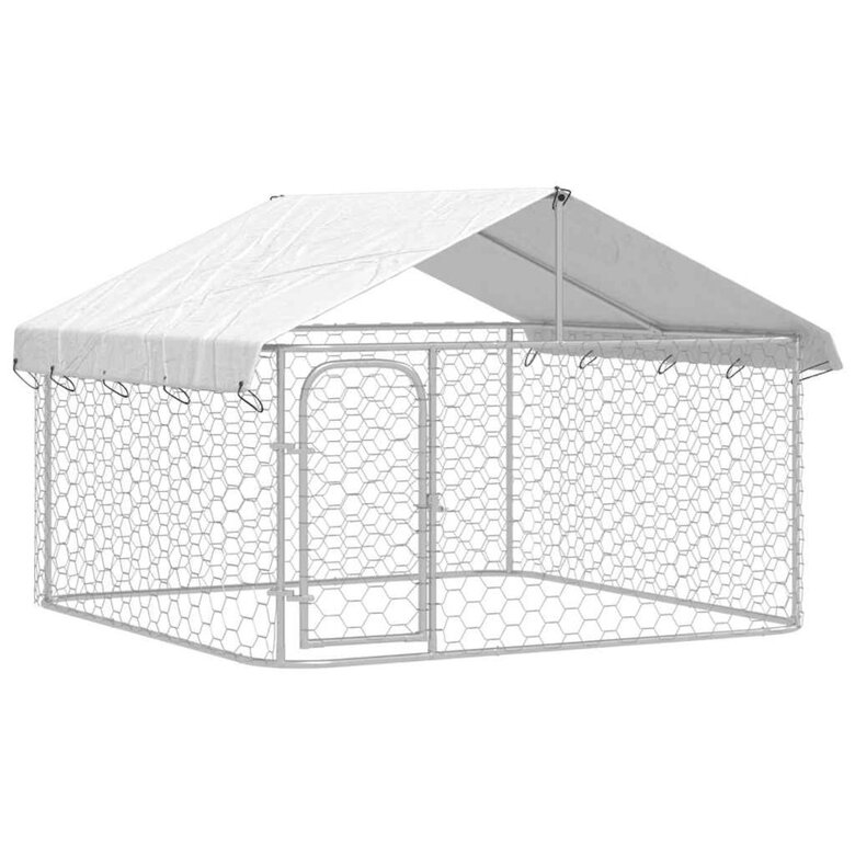 VidaXL Perrera Exterior Plateada para perros
