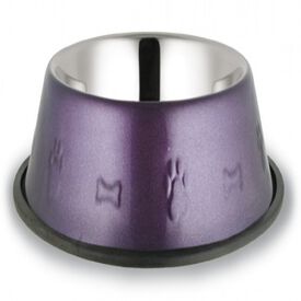 Comedero de acero inoxidable para mascotas color Morado