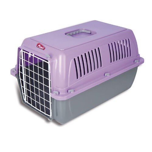 Pedr&oacute;s transport&iacute;n de pl&aacute;stico morado y gris para mascotas, , large Imagen numero 1
