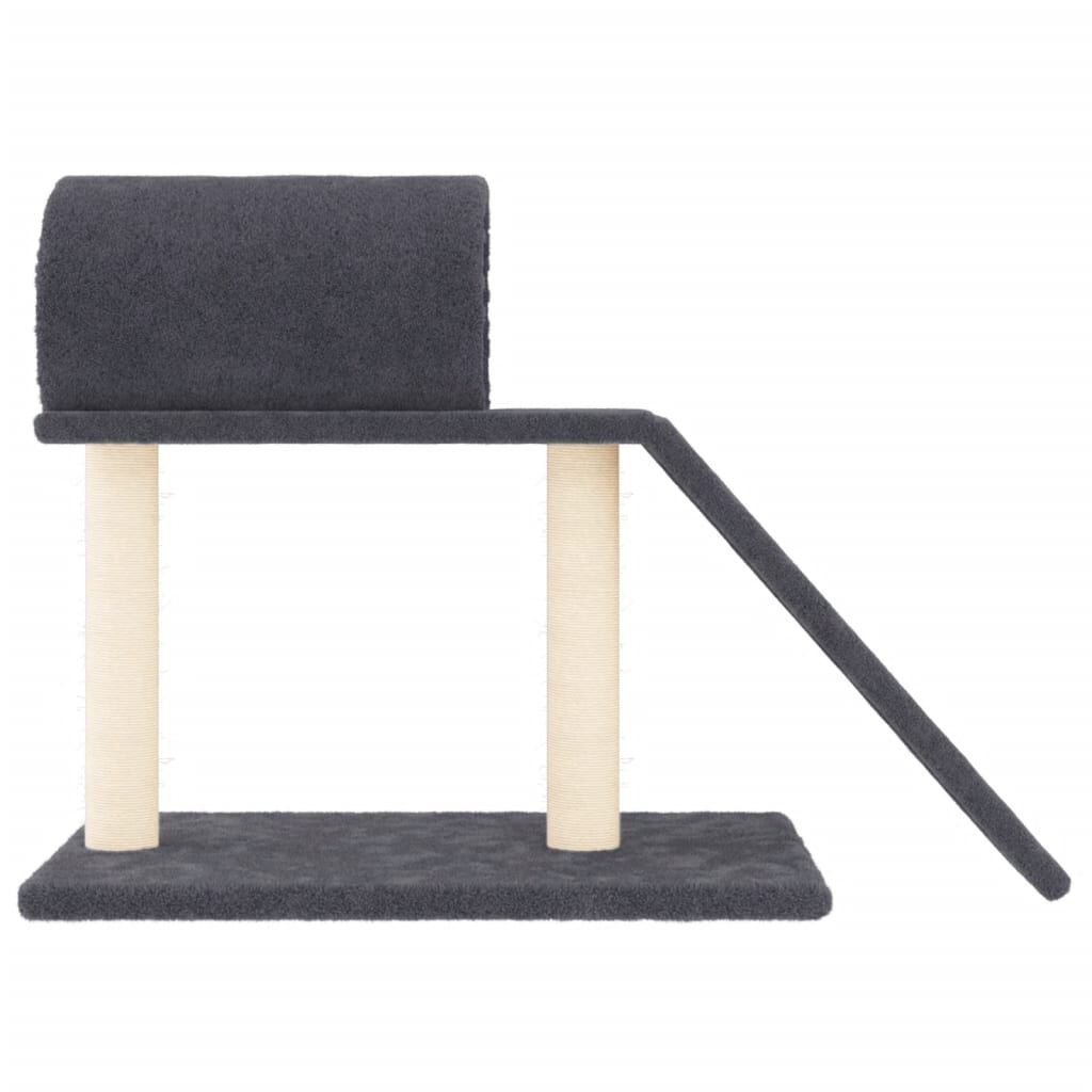 vidaXL Rascador para gatos con t&uacute;nel y escalera gris oscuro 55,5 cm, , large Imagen numero 2