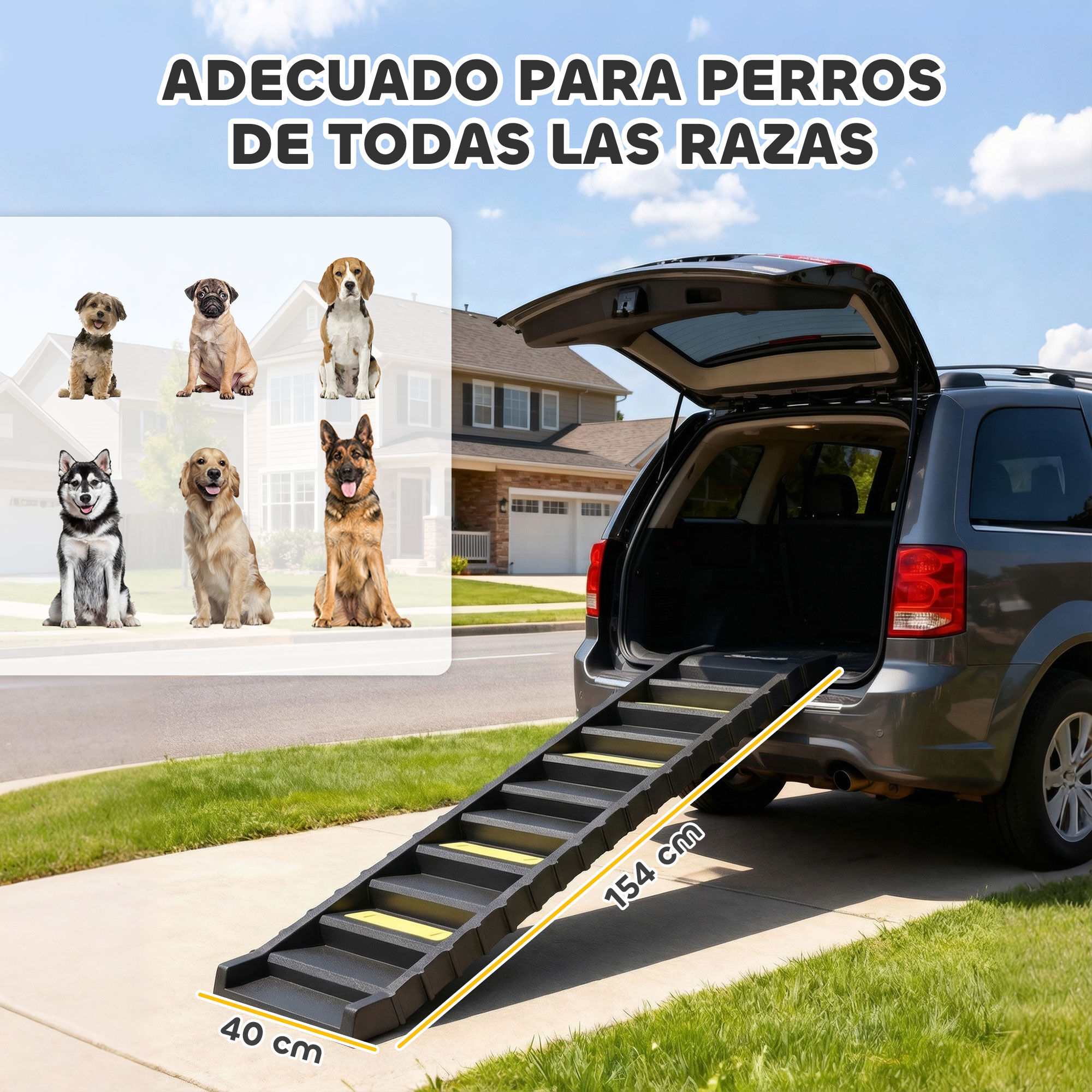 PawHut Rampa para Perros Negro, , large Imagen numero 3