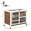 PawHut Conejera de Madera con Ruedas 91,5x53,3x73 cm Jaula para Conejos de 2 Niveles con Techo Abatible Bandeja Extraíble y Rampa Marrón, , large indicador imagen numero 3