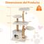 COSTWAY Árbol para Gatos Moderno, 135 cm Rascador para Gatos de Yute con Rama Natural y Poste, Percha de Felpa, Condominio, Árbol para Gatos de Madera Maciza con Diseño Floral, , large indicador imagen numero 2