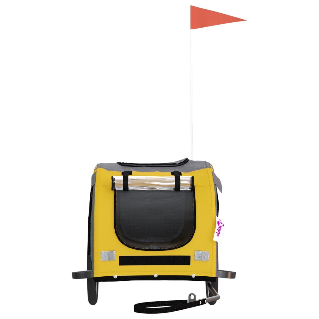 vidaXL Remolque bicicleta para perros hierro tela Oxford amarillo gris, , large Imagen numero 3