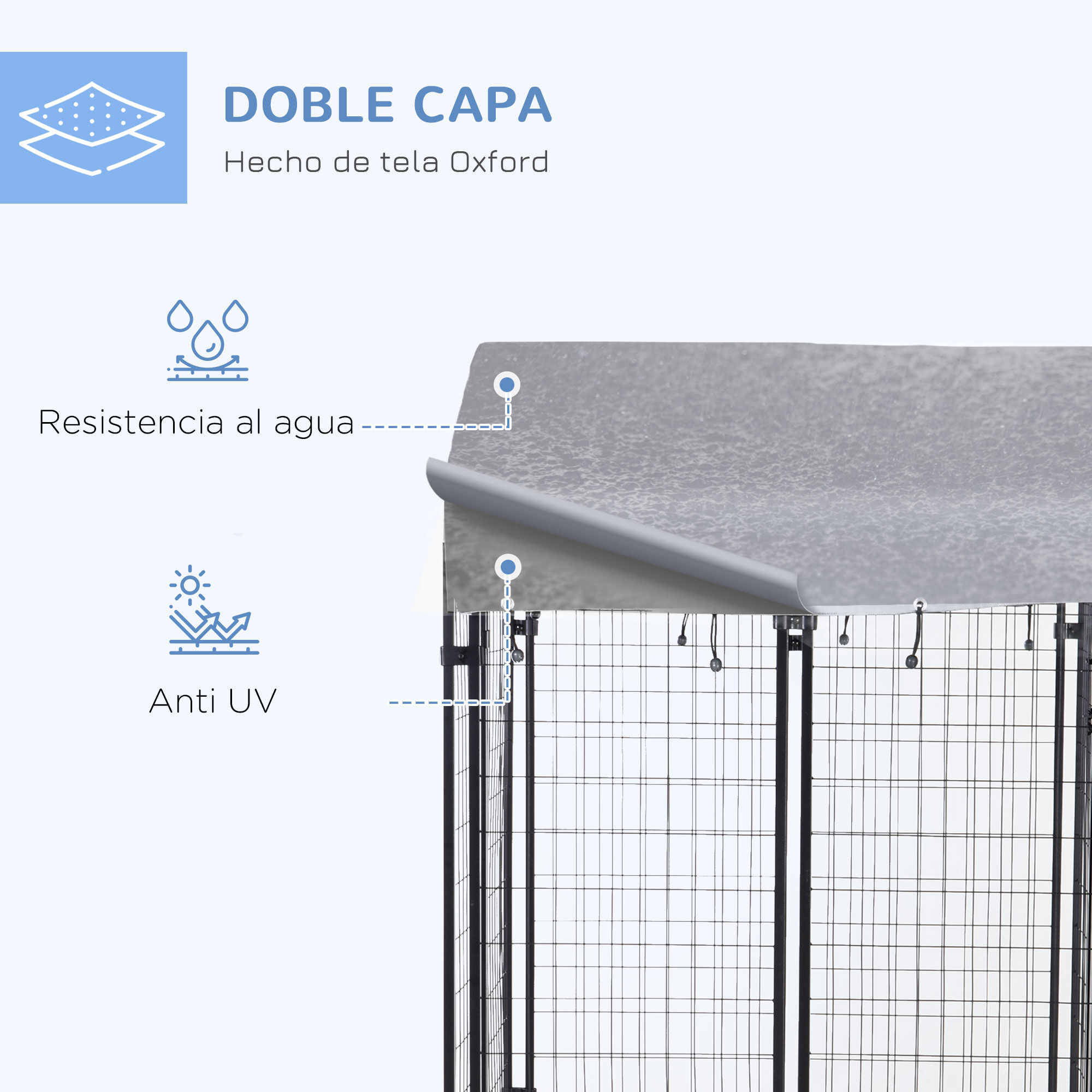 Pawhut Perrera de Exterior con Techo 120x120x138 cm Jaula para Perros Parque para Mascotas con Malla de Metal y Puerta con Cerradura para Jard&iacute;n Patio Plata., , large Imagen numero 5