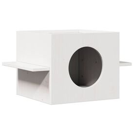 vidaXL Casa de madera maciza pino blanca para gatos