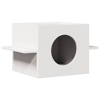 vidaXL Casa de madera maciza pino blanca para gatos