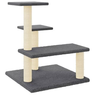 VidaXL Rascador con postes de sisal y plataformas gris oscuro para gatos
